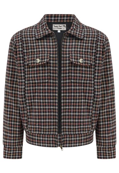 The Mens Ricky Sport Jacket In Black & Red Small Check 100% Wool With Satin Lining .. 1950s Vintage Menswear (Wool No.9) – New In | Kitty Darling