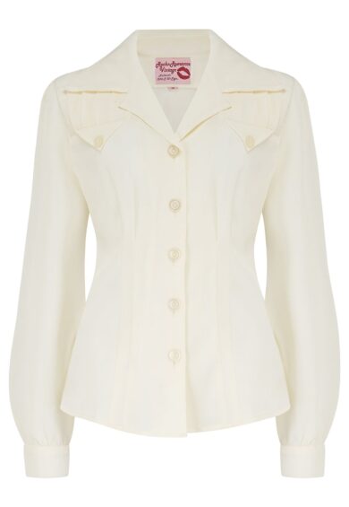 The Polly Long Sleeve Blouse in Antique White – New In | Kitty Darling