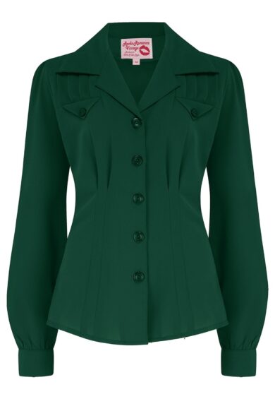 The Polly Long Sleeve Blouse in Green – New In | Kitty Darling