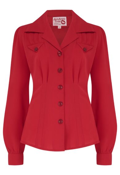 The Polly Long Sleeve Blouse in Red – New In | Kitty Darling