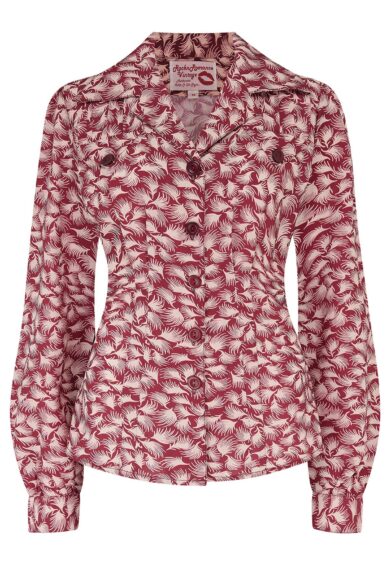 The Polly Long Sleeve Blouse in Wine Whisp – Blouses | Kitty Darling