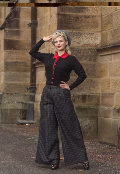 The Sandra Textured Diamond Knit Cardigan in Black – New In | Kitty Darling