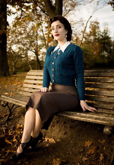 The Sandra Textured Diamond Knit Cardigan in Peacock Blue – Cardigans | Kitty Darling