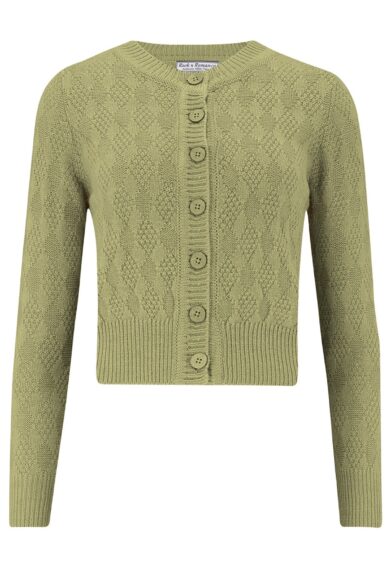 The Sandra Textured Diamond Knit Cardigan in Sage Green – New In | Kitty Darling