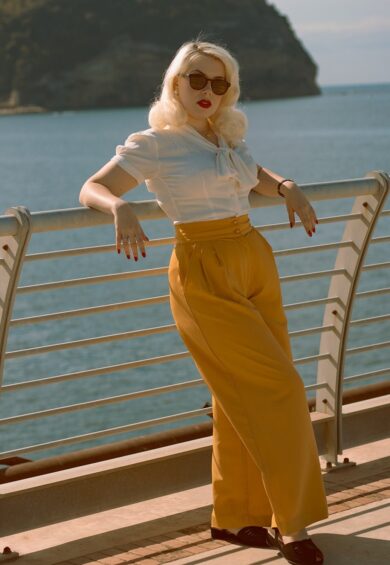 The Sophia Palazzo Wide Leg Trousers in Mustard – Just Landed | Kitty Darling