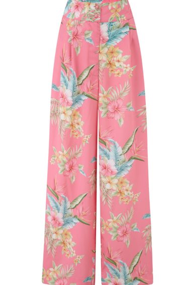 The Sophia Palazzo Wide Leg Trousers in Pink Honolulu – New In | Kitty Darling