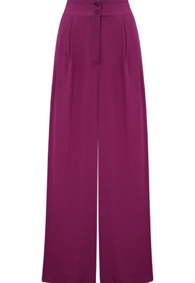 The Sophia Palazzo Wide Leg Trousers in Plum – New In | Kitty Darling