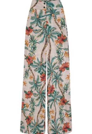 The Sophia Palazzo Wide Leg Trousers in Tiki Palm – New In | Kitty Darling