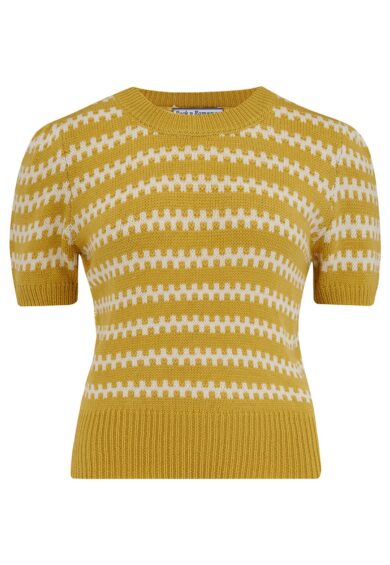 The Vera Short Sleeve Pullover Jumper in Mustard – Cardigans | Kitty Darling