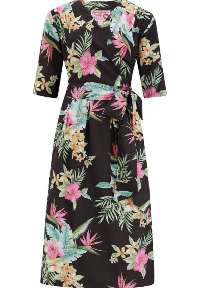 The Vivien Full Wrap Dress in Black Honolulu – New In | Kitty Darling