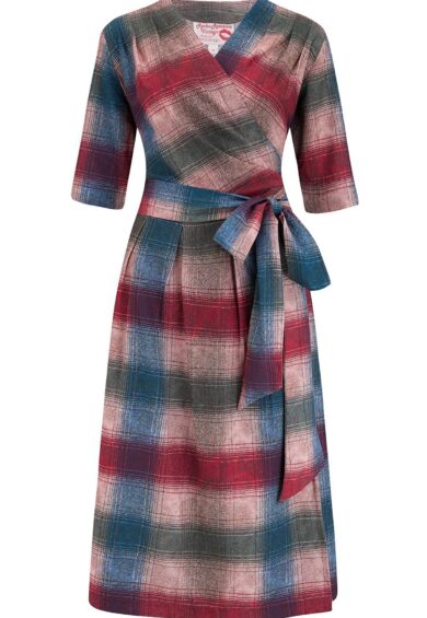 The Vivien Full Wrap Dress in Cotswold Check Print – New In | Kitty Darling