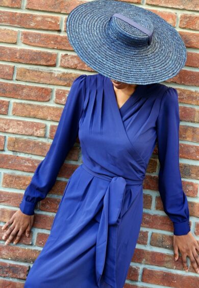 The Vivien Full Wrap Dress in Navy – New In | Kitty Darling