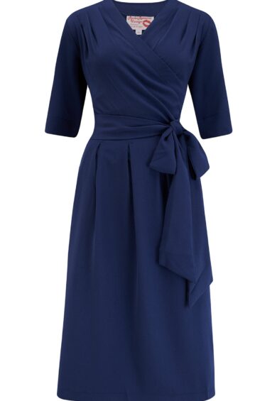 The Vivien Full Wrap Dress in Navy – New In | Kitty Darling