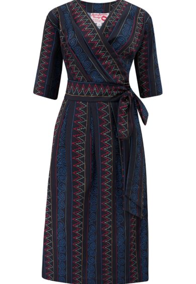 The Vivien Full Wrap Dress in Panama Stitch Print – New In | Kitty Darling