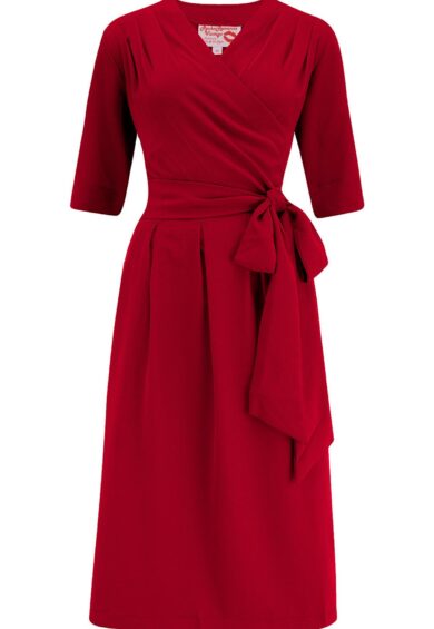 The Vivien Full Wrap Dress in Red – New In | Kitty Darling