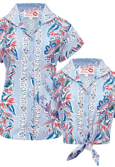 Tuck in or Tie Up Maria Blouse in Polynesia Print Authentic 1950s – New In | Kitty Darling