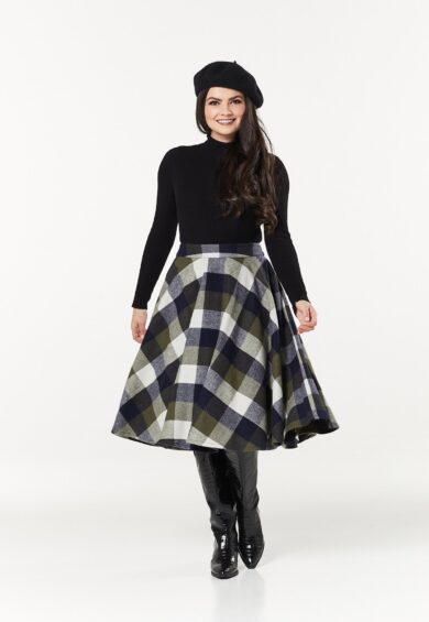 Sophie Navy and Khaki Skirt – Skirt | Kitty Darling