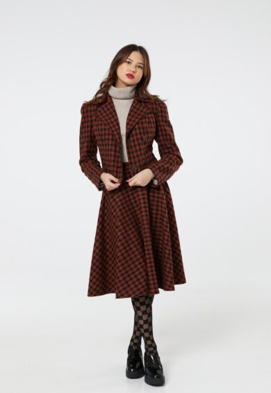 Sophie Skirt Copper and Black Check – Skirt | Kitty Darling