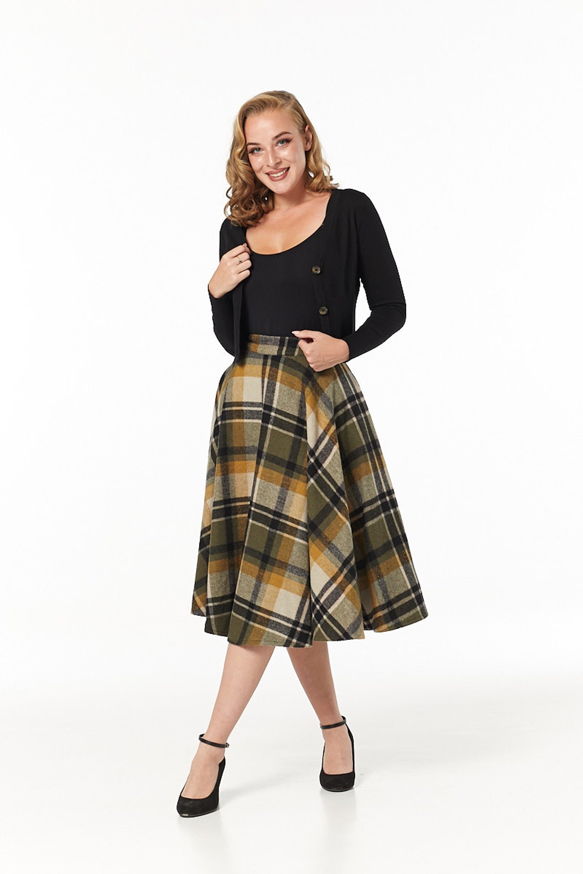 Sophie Skirt Khaki Check 1 Sophie Skirt Khaki Check