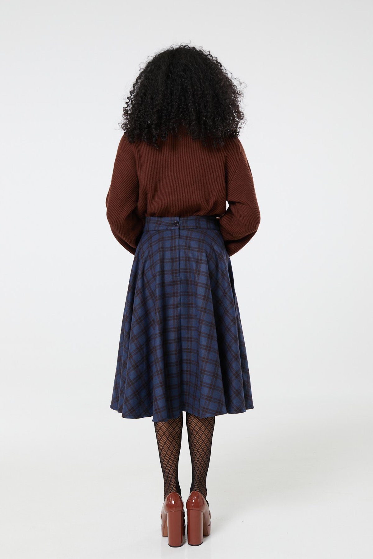 Sophie Skirt Navy and Brown Check 3 Sophie Skirt Navy and Brown Check - Image 3