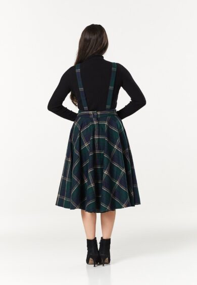 Sophie Skirt Navy and Green Check Braces – Skirt | Kitty Darling