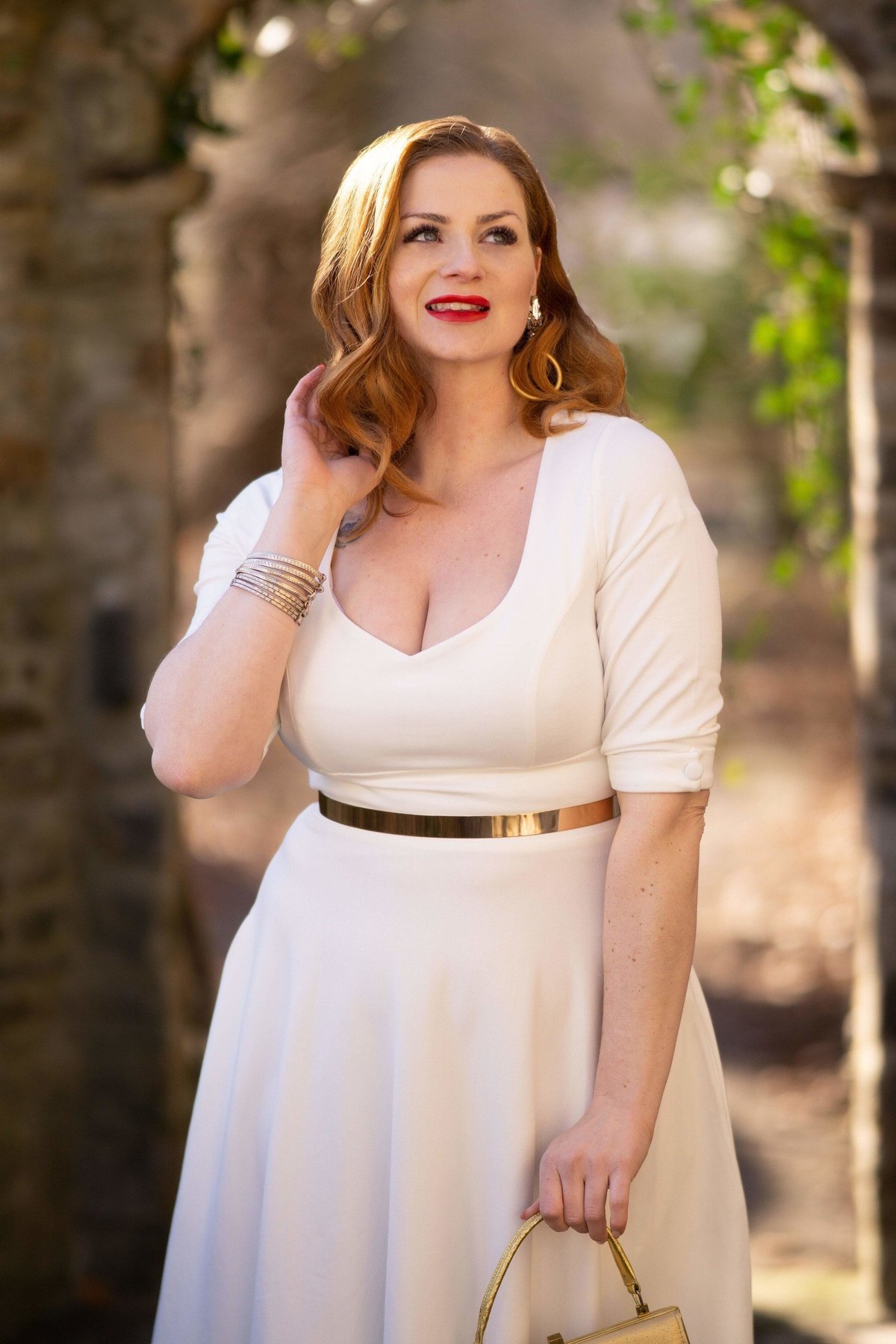 Scarlette Long-Sleeved Stretchy Dress In White 3 Scarlette Long-Sleeved Stretchy Dress In White - Image 3