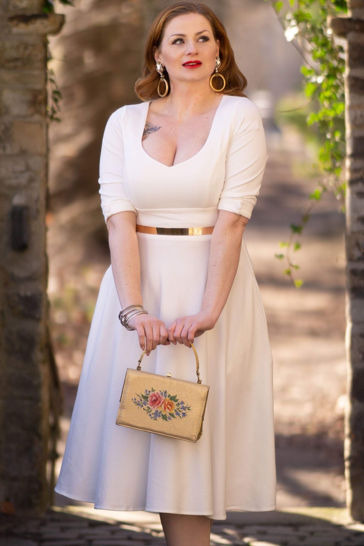 Scarlette Long-Sleeved Stretchy Dress In White 1 Scarlette Long-Sleeved Stretchy Dress In White