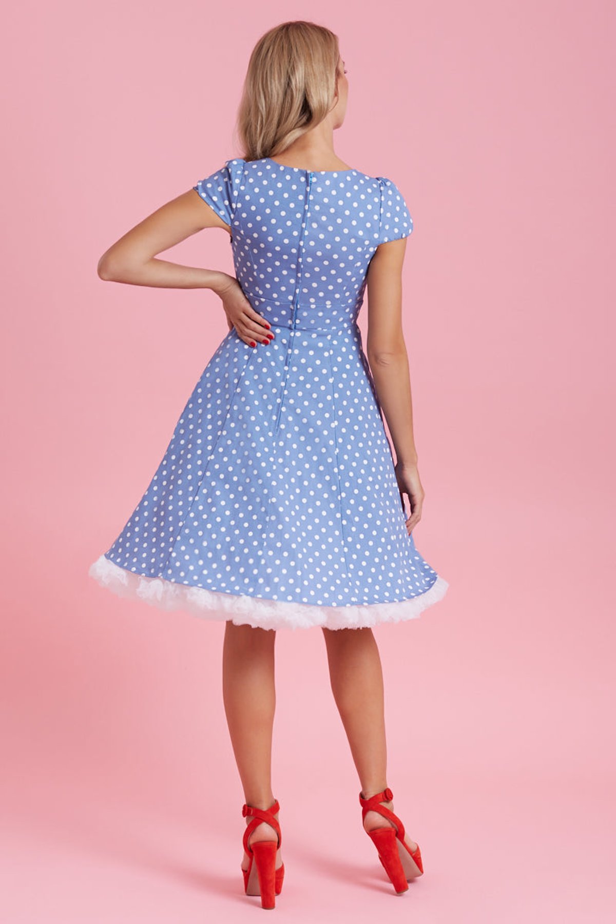 Claudia Polka Dot Dress in Light Blue 5 Claudia Polka Dot Dress in Light Blue - Image 5