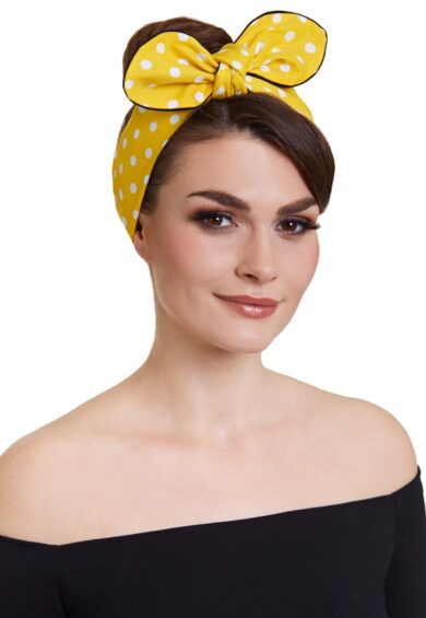 Headband in Yellow & White Polka Dots – New In | Kitty Darling