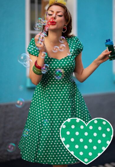 Claudia Flirty Fifties Style Dress in Dark Green – New In | Kitty Darling