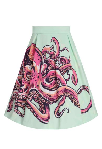 Aisley Box Pleat Skirt - Light Green & Octopus – New In | Kitty Darling