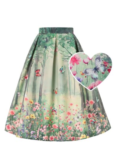 Aisley Butterfly Forest Box Pleated Skirt – New In | Kitty Darling