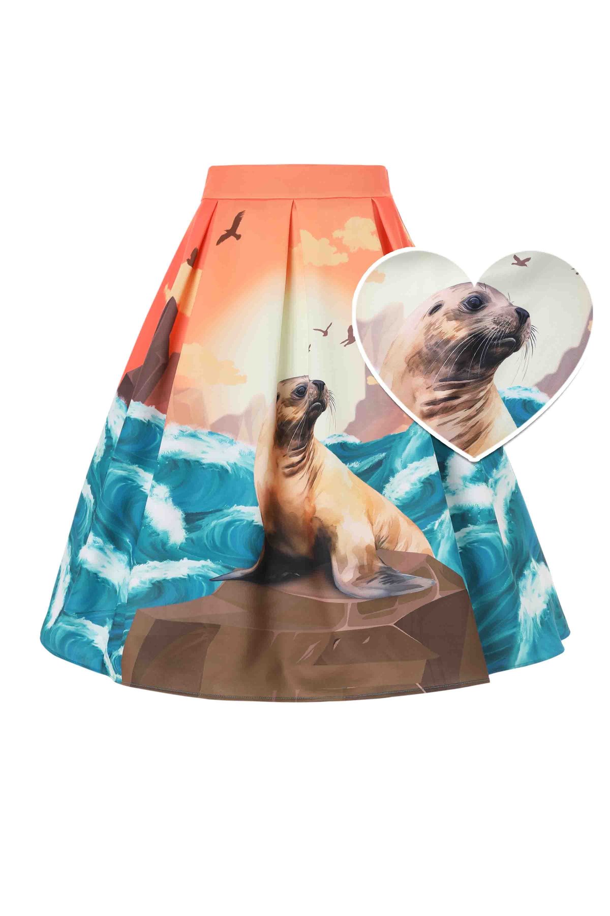 Aisley Seal At Sunset Box Pleated Skirt 1 Aisley Seal At Sunset Box Pleated Skirt