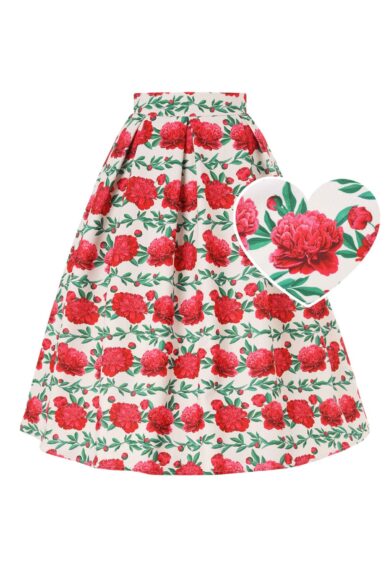 Aisley White Vintage Rose Box Pleated Skirt – New In | Kitty Darling