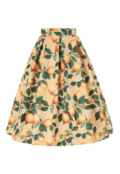 Aisley Yellow Lemon Box Pleated Skirt – New In | Kitty Darling