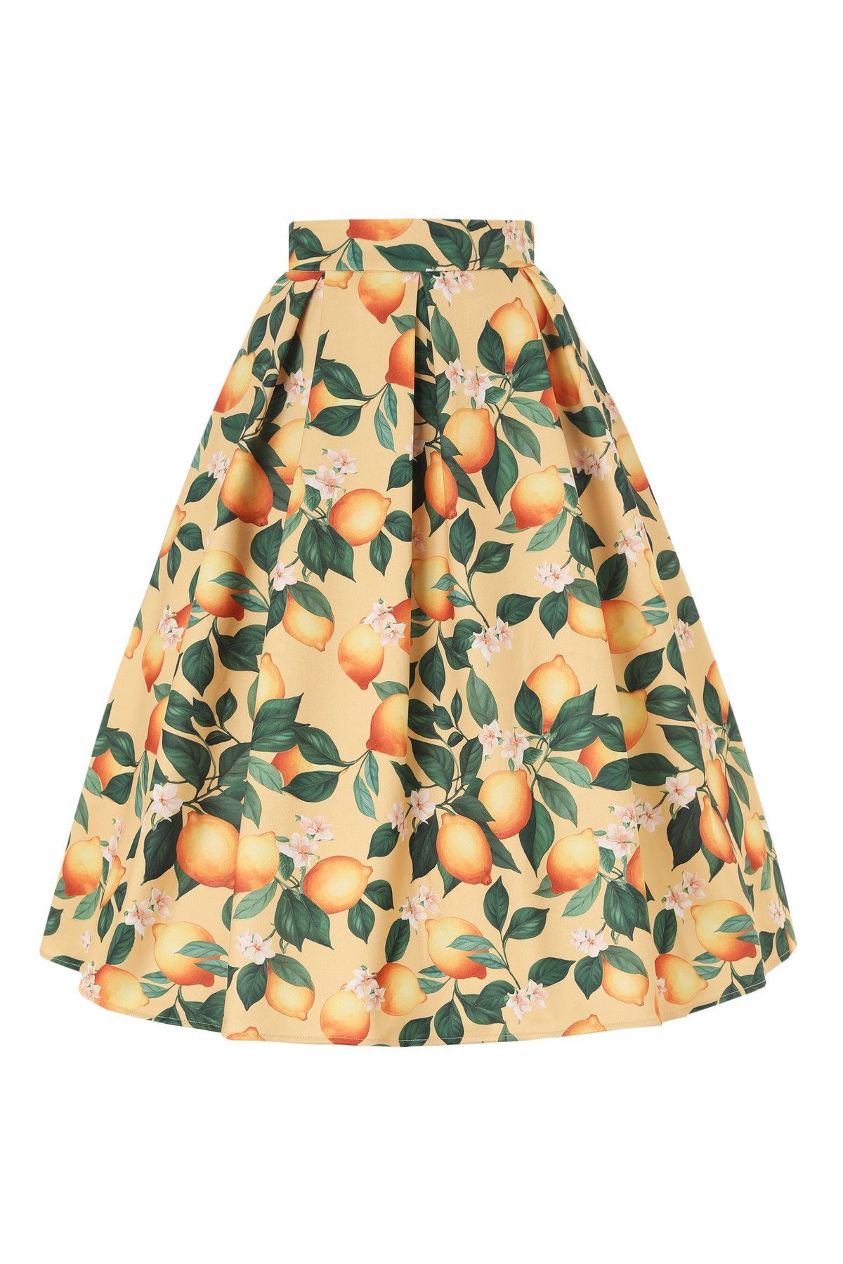 Aisley Yellow Lemon Box Pleated Skirt 1 Aisley Yellow Lemon Box Pleated Skirt