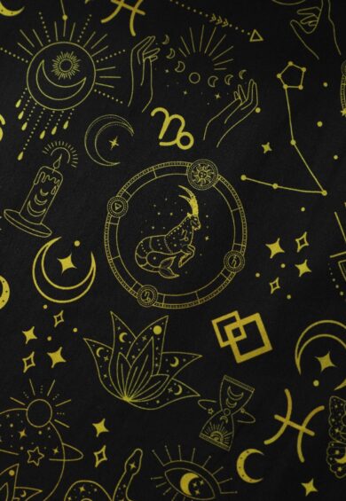 Amanda Black Gold Horoscope Swing Dress – New In | Kitty Darling