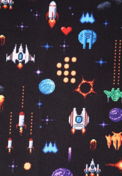 Amanda Black Space Ship Print Scoop Neck Swing Dress – New In | Kitty Darling