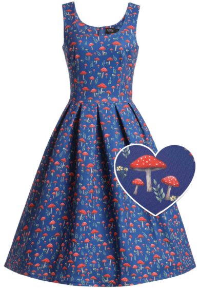 Amanda Blue Red Mushroom Sleeveless Dress – New In | Kitty Darling