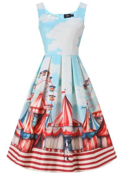 Amanda Vintage Circus Flared Dress – New In | Kitty Darling