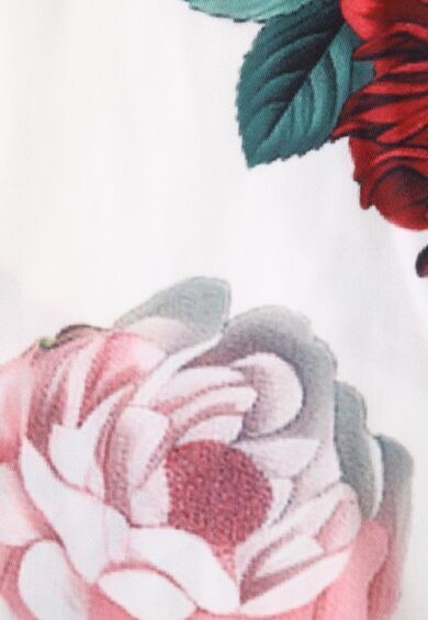 Amanda White Scoop Neck Pink/Red Peonies Print Swing Dress – New In | Kitty Darling