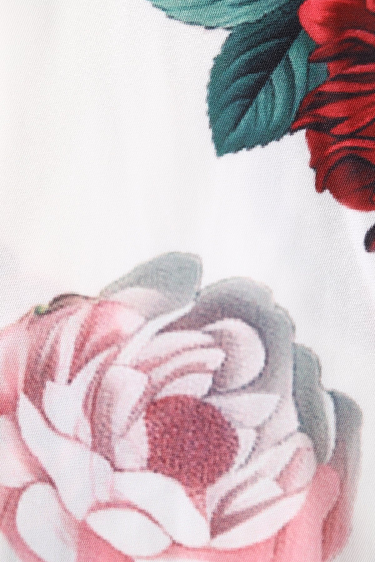 Amanda White Scoop Neck Pink/Red Peonies Print Swing Dress 2 Amanda White Scoop Neck Pink/Red Peonies Print Swing Dress - Image 2