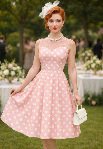 Blair Light Pink Polka Dot Mesh Dress – New In | Kitty Darling