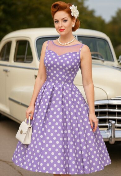Blair Lilac Polka Dot Mesh Dress – New In | Kitty Darling