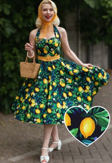 Daisy Lemon Halter Dress In Black – New In | Kitty Darling