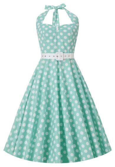 Daisy Mint Green Polka Dot Halter Dress – New In | Kitty Darling
