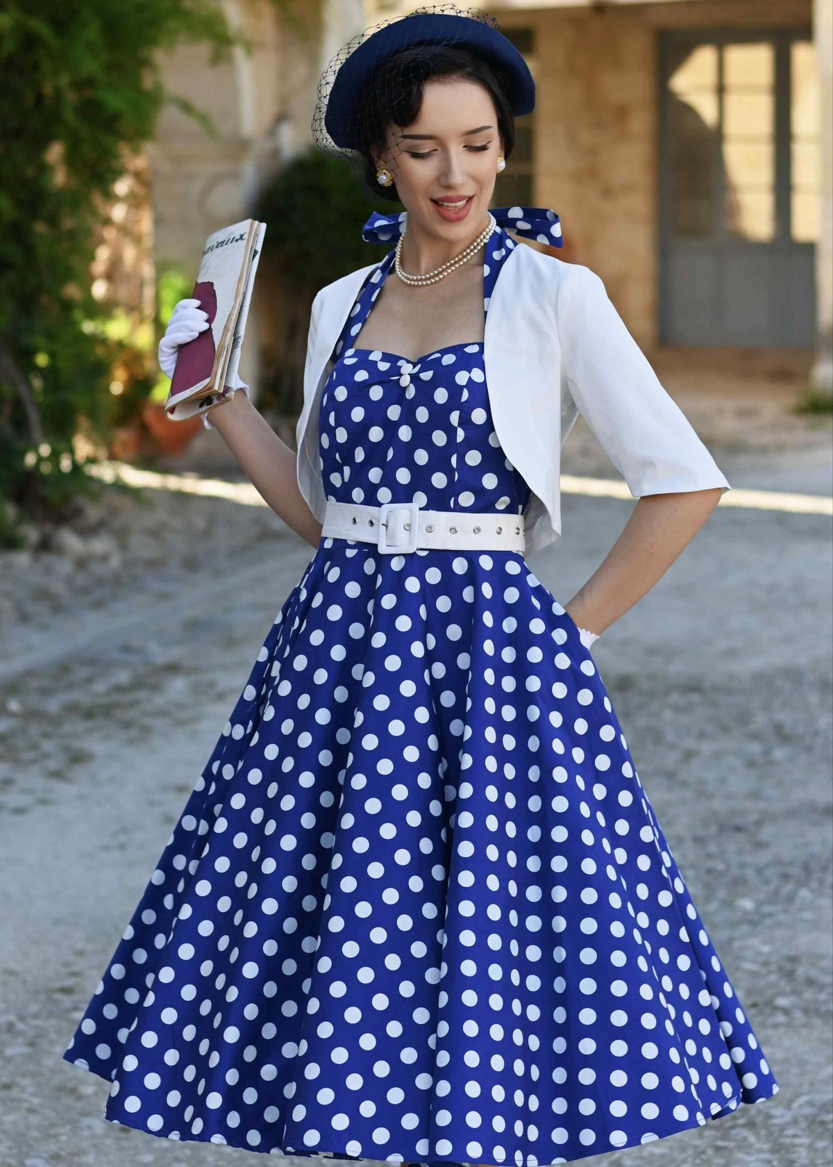 Daisy Navy Polka Dot Dress 2 Daisy Navy Polka Dot Dress - Image 2