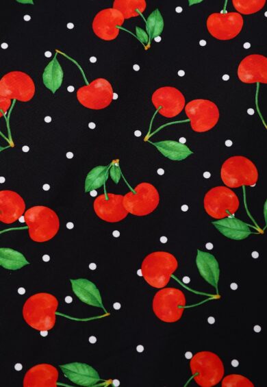 Daisy Red Cherry Halter Dress In Black – New In | Kitty Darling