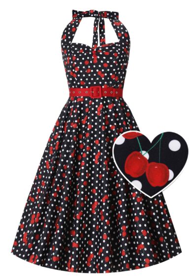 Daisy Rockabilly Cherry Halter Dress – New In | Kitty Darling