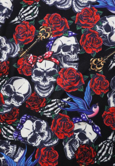 Daisy Rockabilly Pinup Girl Skull Halter Dress – New In | Kitty Darling